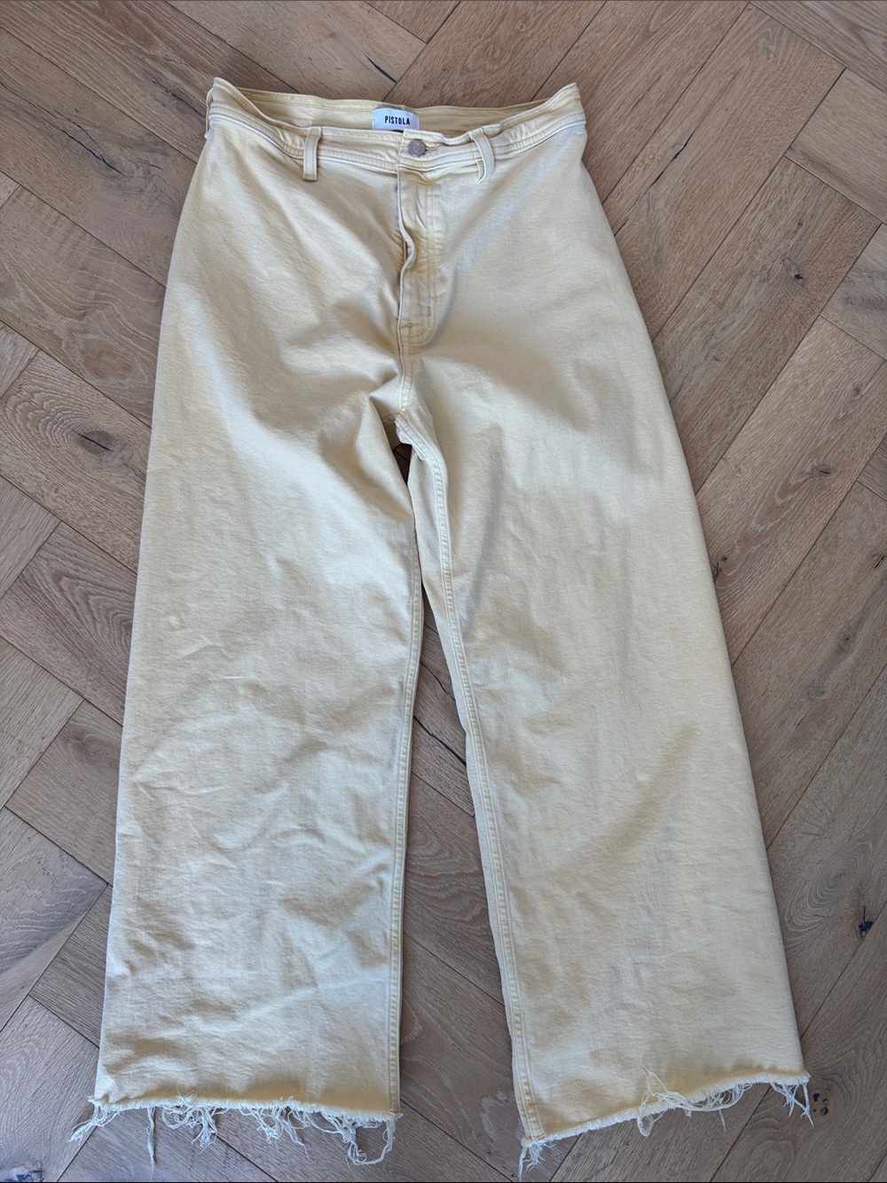 pistola Wide-Leg Cotton Chinos in Pale Yellow